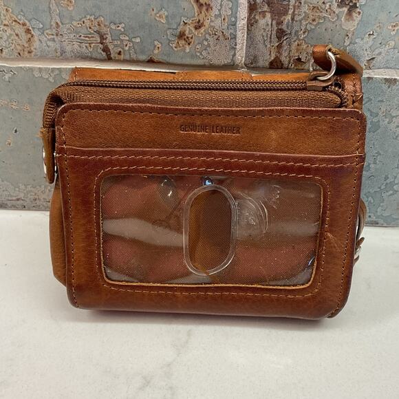 Fossil Genuine Leather Compact Trifold Wallet Brown and Silver - Picture 5 of 11